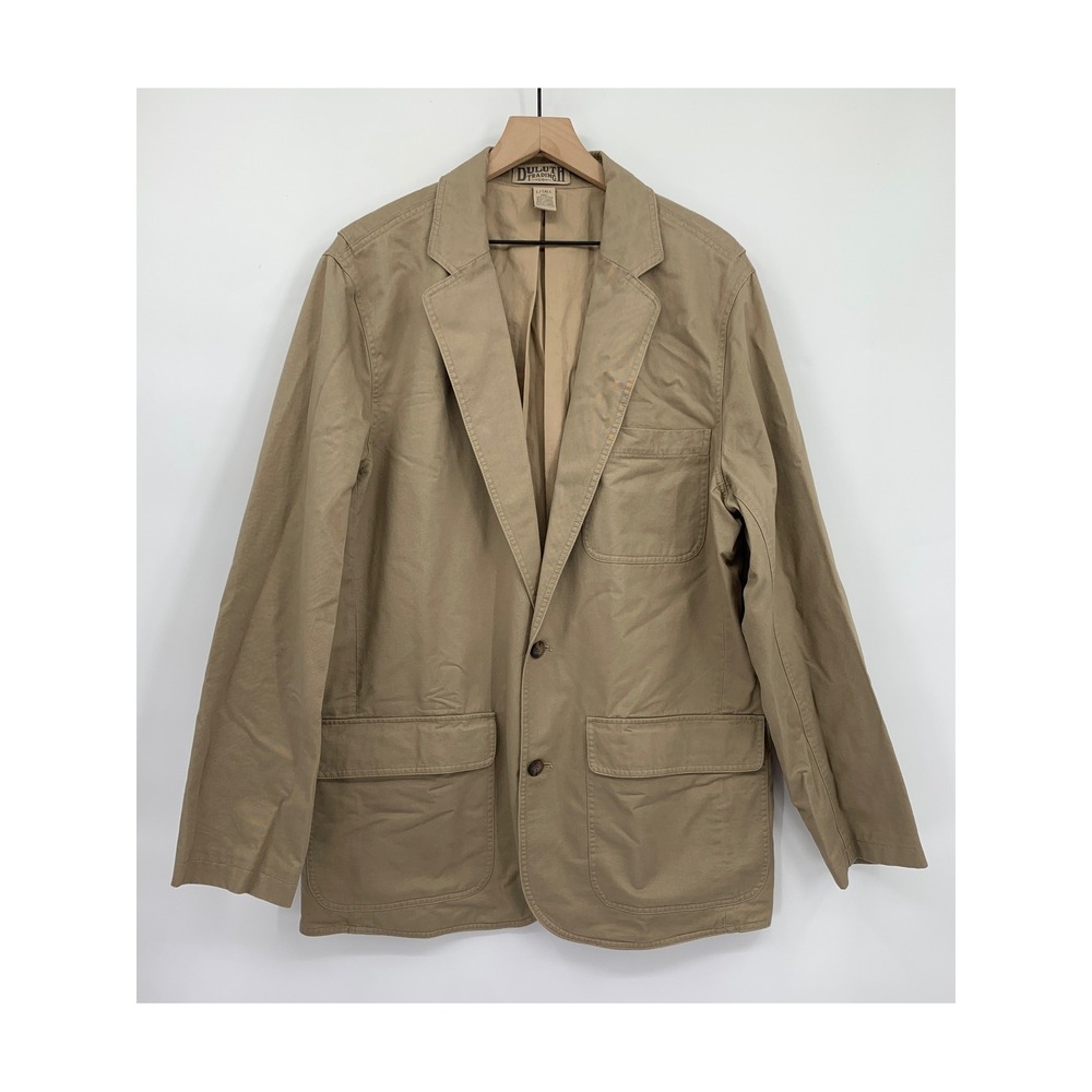 Duluth Trading Co Blazer Jacket Large TALL Tan Cotton‎ Lightweight Presentation